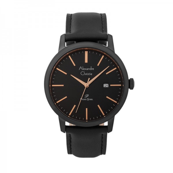 Alexandre Christie AC 1007 Full Black Rosegold Tick Leather MDLIPBARG